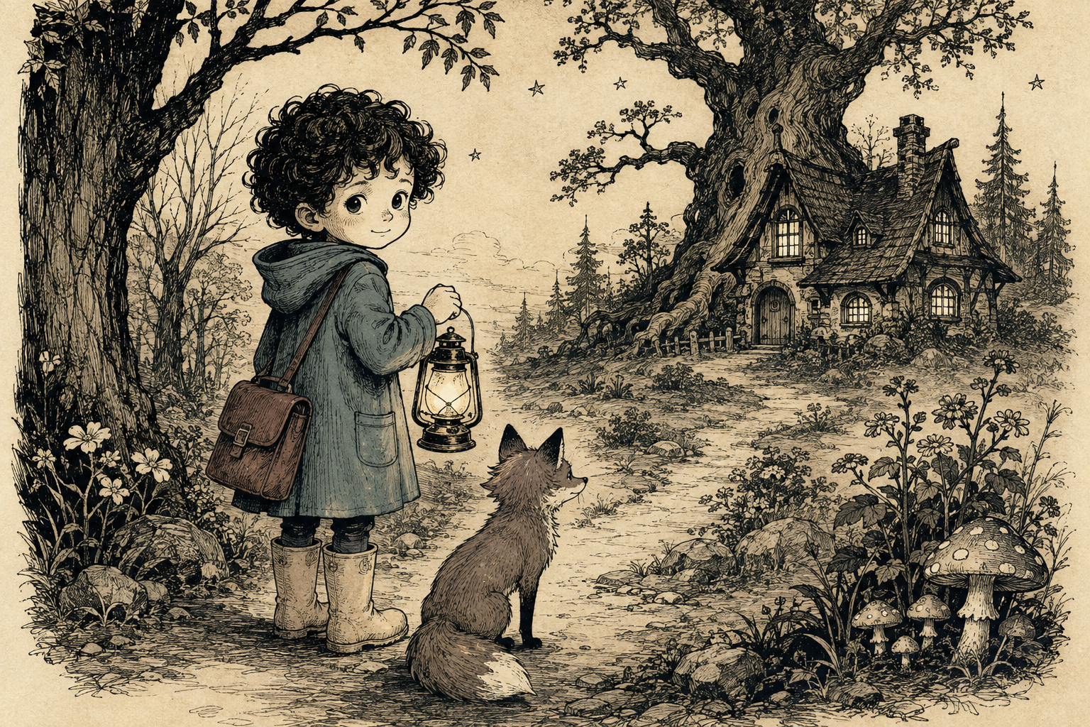 PageCub illustration style: Victorian-gothic ink